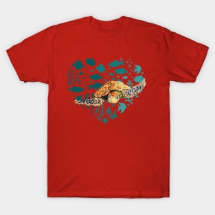 Green Sea Turtle Swimming Towards You T-Shirt